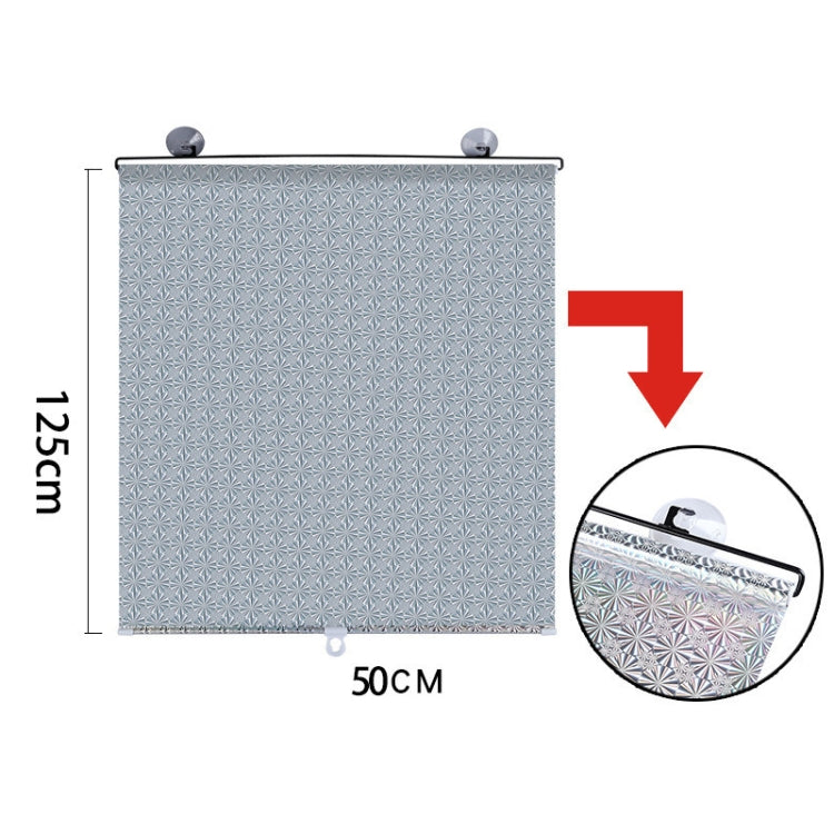 Suction Cup Car Shade Curtain Window Telescopic Roller Blind, Size: 50x125cm Silver Laser, 50x125cm Silver Laser, 40x125cm Black Mesh, 45x125cm Silver Lyser, 40x60cm Silver Lyser, 40x125cm Silver Lyser
