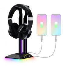 Load image into Gallery viewer, Dual USB RGB Color Changing Gaming Headset Stand