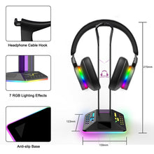 Load image into Gallery viewer, Dual USB RGB Color Changing Gaming Headset Stand