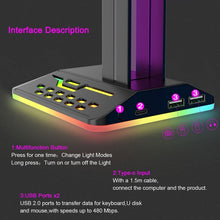 Load image into Gallery viewer, Dual USB RGB Color Changing Gaming Headset Stand