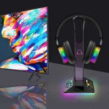Load image into Gallery viewer, Dual USB RGB Color Changing Gaming Headset Stand