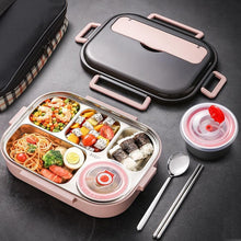 Load image into Gallery viewer, 304 Stainless Steel Double-Layer Large-Capacity Portable Lunch Box, Peacock Blue, Lemon Yellow, Ink Pink