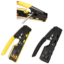 Load image into Gallery viewer, 6P8P Seven-type Through-hole Crystal Head  Wire Stripping Tool Network Cable Pliers, Yellow, Black