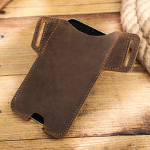 Load image into Gallery viewer, CONTACTS FAMILY Crazy Horse Leather Large Screen Mobile Phone Belt Holster, Brown, Black