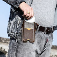 Load image into Gallery viewer, CONTACTS FAMILY Crazy Horse Leather Large Screen Mobile Phone Belt Holster, Brown, Black