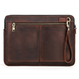 CONTACTS FAMILY Leather Laptop Sleeve For Macbook Pro 14.2 Inch, Brown, Coffee