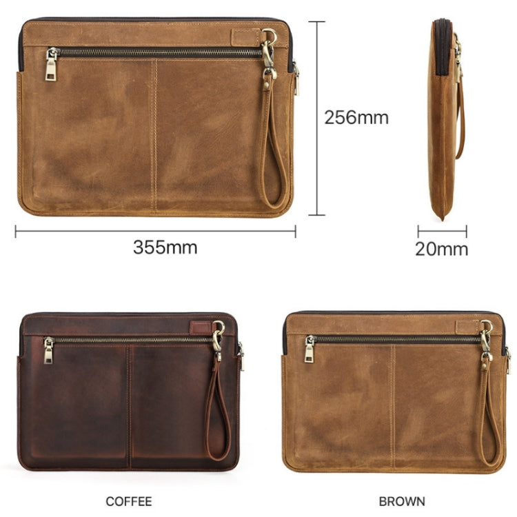 CONTACTS FAMILY Leather Laptop Sleeve For Macbook Pro 14.2 Inch, Brown, Coffee