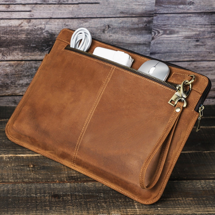 CONTACTS FAMILY Leather Laptop Sleeve For Macbook Pro 14.2 Inch, Brown, Coffee