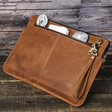 Load image into Gallery viewer, CONTACTS FAMILY Leather Laptop Sleeve For Macbook Pro 14.2 Inch, Brown, Coffee