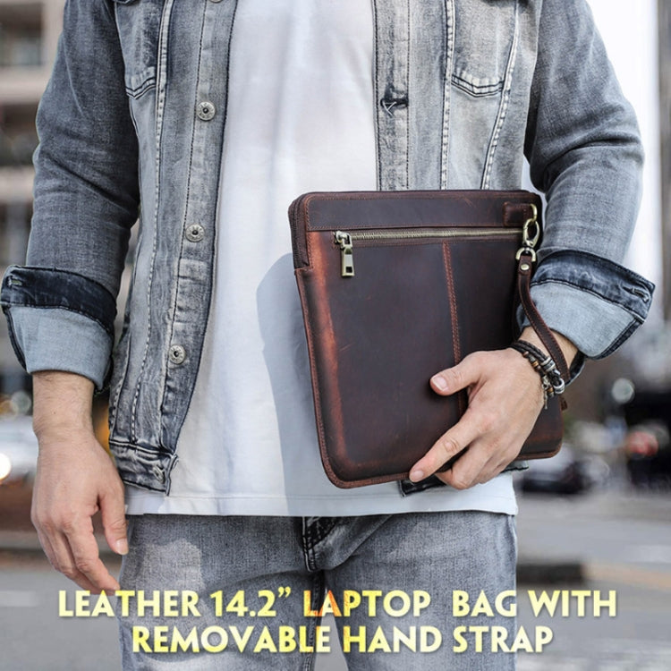 CONTACTS FAMILY Leather Laptop Sleeve For Macbook Pro 14.2 Inch, Brown, Coffee