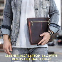 Load image into Gallery viewer, CONTACTS FAMILY Leather Laptop Sleeve For Macbook Pro 14.2 Inch, Brown, Coffee