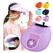 Load image into Gallery viewer, USB Rechargeable Fan Hat Summer Sunshade Large Brim Empty Top Sun Hat