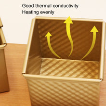 Load image into Gallery viewer, Square Toast Box Non-Stick Water Cube Toast Mold, Style:, 8832 8x7.5x6.5cm Ripple Gold, 8759 11.8x11x10.3cm No Ripple Gold, 8772 8x7.5x6.5cm No Ripple Gold, 8765 11.8x11x10.3cm Ripple Gold