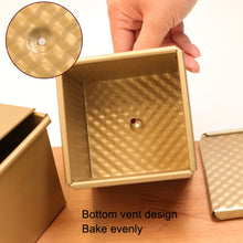 Load image into Gallery viewer, Square Toast Box Non-Stick Water Cube Toast Mold, Style:, 8832 8x7.5x6.5cm Ripple Gold, 8759 11.8x11x10.3cm No Ripple Gold, 8772 8x7.5x6.5cm No Ripple Gold, 8765 11.8x11x10.3cm Ripple Gold