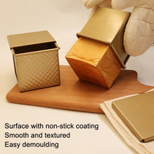 Load image into Gallery viewer, Square Toast Box Non-Stick Water Cube Toast Mold, Style:, 8832 8x7.5x6.5cm Ripple Gold, 8759 11.8x11x10.3cm No Ripple Gold, 8772 8x7.5x6.5cm No Ripple Gold, 8765 11.8x11x10.3cm Ripple Gold
