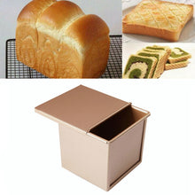 Load image into Gallery viewer, Square Toast Box Non-Stick Water Cube Toast Mold, Style:, 8832 8x7.5x6.5cm Ripple Gold, 8759 11.8x11x10.3cm No Ripple Gold, 8772 8x7.5x6.5cm No Ripple Gold, 8765 11.8x11x10.3cm Ripple Gold