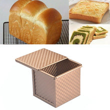 Load image into Gallery viewer, Square Toast Box Non-Stick Water Cube Toast Mold, Style:, 8832 8x7.5x6.5cm Ripple Gold, 8759 11.8x11x10.3cm No Ripple Gold, 8772 8x7.5x6.5cm No Ripple Gold, 8765 11.8x11x10.3cm Ripple Gold