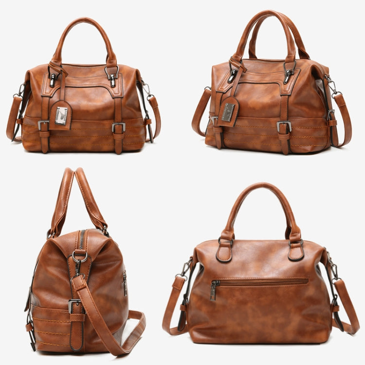 Ladies Casual Handbag Soft-faced Solid Color One-shoulder Diagonal Large Bag, Black, Pink, Brown, Grey