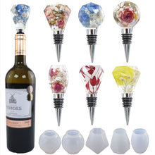 Load image into Gallery viewer, DIY Crystal Epoxy Resin Red Wine Stopper Silicone Mold,Style:, Five Molds, 5 Molds+5 Red Wine Plug