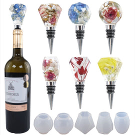 DIY Crystal Epoxy Resin Red Wine Stopper Silicone Mold,Style:, 5 Molds+5 Red Wine Plug