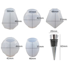 DIY Crystal Epoxy Resin Red Wine Stopper Silicone Mold,Style:, 5 Molds+5 Red Wine Plug