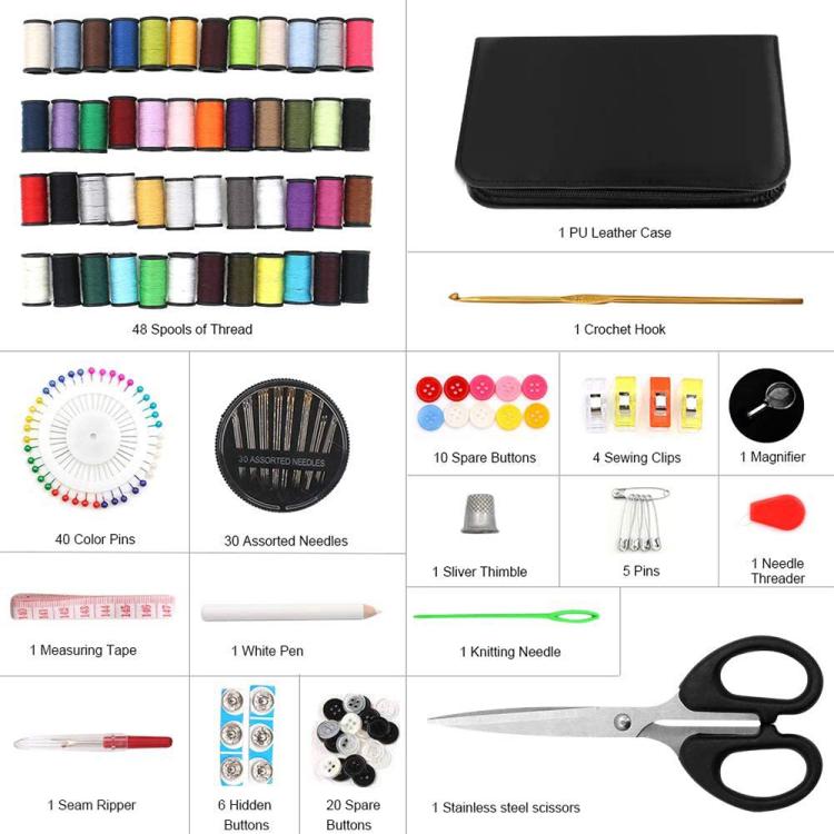 172 In 1 Multifunctional Needle and Thread Tool Set, Spec: Edge Clip, Silver Needles, Edge Clip