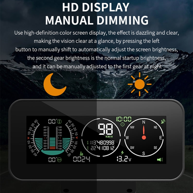 Car HUD Level Slope GPS Compass Altitude Display, M60
