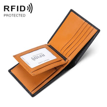 Load image into Gallery viewer, TP-215 Leather RFID Anti-theft Tri-fold Short Wallet, Brown, Blue, Orange, Black