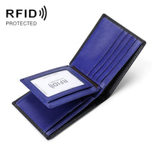 Load image into Gallery viewer, TP-215 Leather RFID Anti-theft Tri-fold Short Wallet, Brown, Blue, Orange, Black