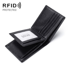 Load image into Gallery viewer, TP-215 Leather RFID Anti-theft Tri-fold Short Wallet, Brown, Blue, Orange, Black