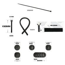 Load image into Gallery viewer, Desktop Data Cable Organizer Storage Winder Combination Set, 119 In 1, Zipper:126 In 1, Network Pipe:126 In 1