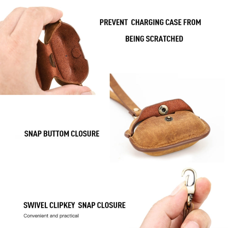 Crazy Horse Leather Wireless Bluetooth Earphone Cover For Sony WF-1000XM4