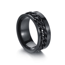 Load image into Gallery viewer, 2 PCS Roman Numerals Turnable Chain Titanium Steel Ring, black, Steel Color, Gold