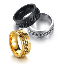 Load image into Gallery viewer, 2 PCS Roman Numerals Turnable Chain Titanium Steel Ring, black, Steel Color, Gold