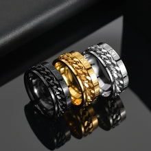 Load image into Gallery viewer, 2 PCS Roman Numerals Turnable Chain Titanium Steel Ring, black, Steel Color, Gold