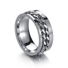 Load image into Gallery viewer, 2 PCS Roman Numerals Turnable Chain Titanium Steel Ring, black, Steel Color, Gold
