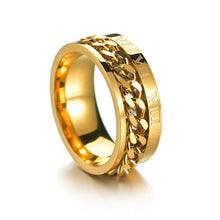Load image into Gallery viewer, 2 PCS Roman Numerals Turnable Chain Titanium Steel Ring, black, Steel Color, Gold