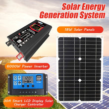 Load image into Gallery viewer, Home Solar Generator Inverter+30A Controller+18W 12V Solar Panel, Black 12V To 220V, Black 12V To 110V, Yellow 12V To 220V, Yellow 12V To 110V