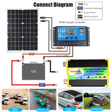 Load image into Gallery viewer, Home Solar Generator Inverter+30A Controller+18W 12V Solar Panel, Specification:, Black 12V To 220V, Black 12V To 110V, Yellow 12V To 220V, Yellow 12V To 110V