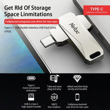 Load image into Gallery viewer, Netac U782C Type-C Dual Interface High-Speed Metal Computer USB Flash Drive, 32GB, 64GB, 128GB