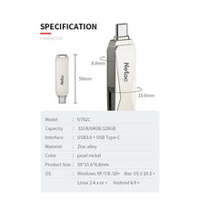 Load image into Gallery viewer, Netac U782C Type-C Dual Interface High-Speed Metal Computer USB Flash Drive, 32GB, 64GB, 128GB