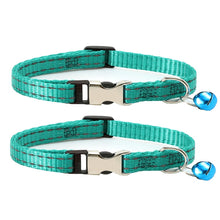 Load image into Gallery viewer, 2 PCS Night Reflective Nylon Cat Collar With Bell, No Carving Green, No Carving Sky Blue, No Carving Purple, No Carving Grass Green, No Carving Black, No Carving Rose Red
