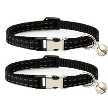 Load image into Gallery viewer, 2 PCS Night Reflective Nylon Cat Collar With Bell, No Carving Green, No Carving Sky Blue, No Carving Purple, No Carving Grass Green, No Carving Black, No Carving Rose Red