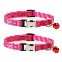 Load image into Gallery viewer, 2 PCS Night Reflective Nylon Cat Collar With Bell, No Carving Green, No Carving Sky Blue, No Carving Purple, No Carving Grass Green, No Carving Black, No Carving Rose Red
