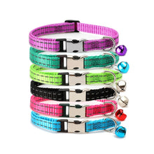 Load image into Gallery viewer, 2 PCS Night Reflective Nylon Cat Collar With Bell, No Carving Green, No Carving Sky Blue, No Carving Purple, No Carving Grass Green, No Carving Black, No Carving Rose Red