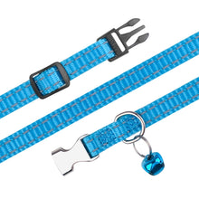 Load image into Gallery viewer, 2 PCS Night Reflective Nylon Cat Collar With Bell, No Carving Purple, No Carving Grass Green, No Carving Black, No Carving Rose Red, No Carving Green, No Carving Sky Blue