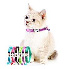 Load image into Gallery viewer, 2 PCS Night Reflective Nylon Cat Collar With Bell, No Carving Green, No Carving Sky Blue, No Carving Purple, No Carving Grass Green, No Carving Black, No Carving Rose Red