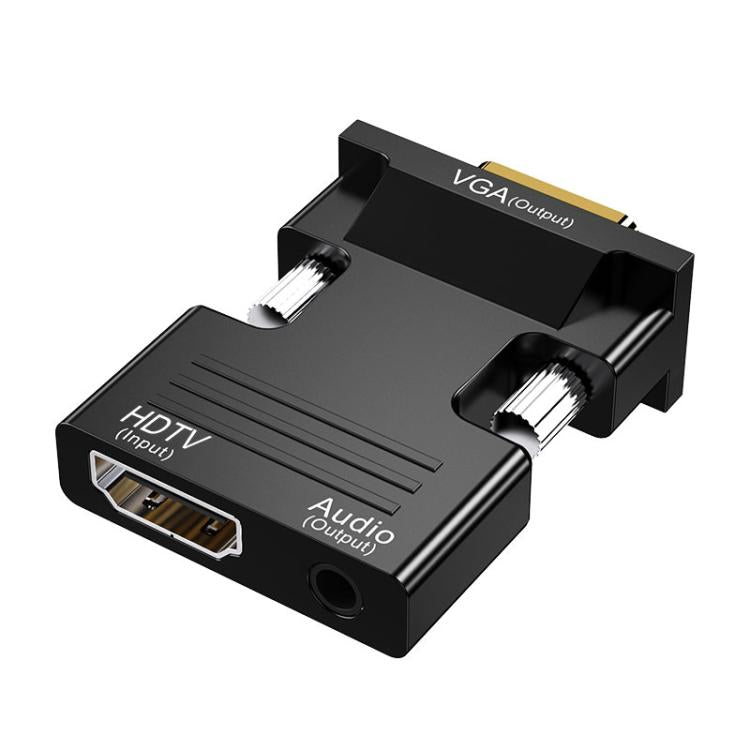 HDTV Female To VGA Male With Audio Adapter Computer Monitor TV Projector Converter, White, Gold, Black