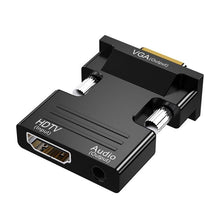Load image into Gallery viewer, HDTV Female To VGA Male With Audio Adapter Computer Monitor TV Projector Converter, White, Gold, Black