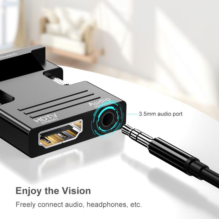 HDTV Female To VGA Male With Audio Adapter Computer Monitor TV Projector Converter, White, Gold, Black